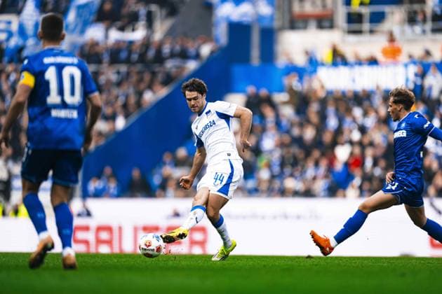 Fußball I Herren I Saison 2025-2026 I 2. Bundesliga I 17. Spieltag I Karlsruher SC – Hertha BSC I 24.01.2026 Ballkontrolle und Zweikampf