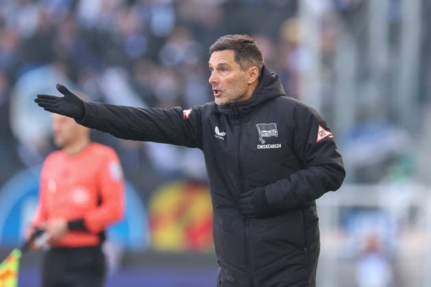 Leitl Stefan (Hertha BSC, Chef-Trainer) gibt Anweisungen, Karlsruher SC vs. Hertha BSC, 2. Bundesliga, 19. Spieltag, 2025 2026, 24.01.2026, DFL REGULATIONS PROHIBIT ANY USE OF PHOTOGRAPHS AS IMAGE SEQUENCES AND OR QUASI-VIDEO, Karlsruher SC vs. Hertha BSC, 2. Bundesliga, 19. Spieltag, 2025 2026, 24.01.2026 Karlsruhe