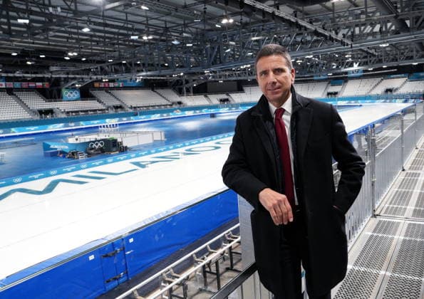 Milan, Inspection of the Milano Ice Park by the President of the Senate Ignazio La Russa and Giovanni Bozzetti President of the Fondazione Fiera Milano, built for the Olympics and Paralympics Milan Cortina 2026, in the photo Giovanni Bozzetti  Copyright: xDuilioxPiaggesix xipa-agency.netx xDuilioxPiaggesix IPA_Agency_IPA70492923