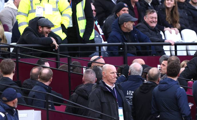 Granit Xhaka (S) (bottom right) has an exchange of views with a West Ham fan (top left) at the West Ham United v Sunderland EPL match, at the London Stadium, London, UK on 24th January, 2026. 