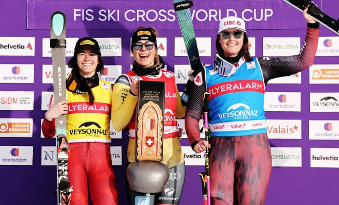SKI CROSS - FIS SX WC Veysonnaz VEYSONNAZ,SWITZERLAND,24.JAN.26 - SKI CROSS - FIS World Cup, Ski Cross, ladies, men. Image shows Sonja Gigler (AUT), Daniela Maier (GER) and Marielle Thompson (CAN).  GEPAxpictures xMatthiasxHauer