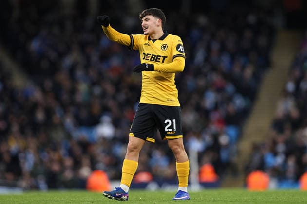 Manchester City v Wolverhampton Wanderers, Premier League Rodrigo Gomes of Wolverhampton Wanderers reacts during the Manchester City v Wolverhampton Wanderers Premier League match at the Etihad Stadium, Manchester, England on 24 January 2026 Credit: Ryan Crockett Every Second Media Editorial use only. All images are copyright Every Second Media Limited. No images may be reproduced without prior permission. All rights reserved. Premier League and Football League images are subject to licensing agreements with Football DataCo Limited. see https: www.football-dataco.com Copyright: xIMAGO EveryxSecondxMediax ESM-1769-0098 RyanxCrockettx xEveryxSecondxMediax