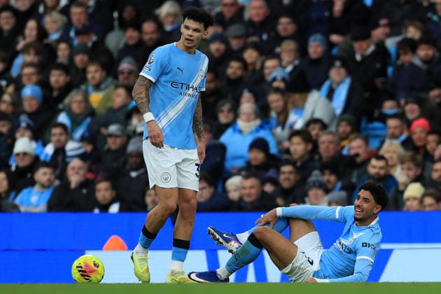 24th January 2026; Etihad Stadium, Manchester, Lancashire, England; Premier League Football, Manchester City versus Wolverhampton Wanderers; Omar Marmoush of Manchester City reacts after he is fouled  DavidxBlunsden Content restricted for UK based newspaper