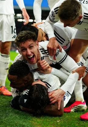 Harry Wilson of Fulham is mobbed asfterbvhis late winner, 2-1 Fulham v Brighton and Hove Albion, Premier League, Football, Craven Cottage, London, UK - 24 Jan 2026London Craven Cottage United Kingdom EDITORIAL USE ONLY No use with unauthorised audio, video, data, fixture lists, club league logos or live services. Online in-match use limited to 120 images, no video emulation. No use in betting, games or single club league player publications.  Copyright: xJavierxGarcia Shutterstockx 16425974br