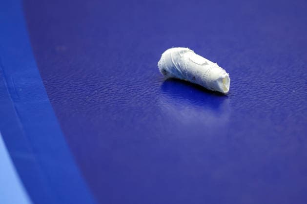 24.01.2026, Handball, Men s EHF EURO 2026, Frankreich - Portugal, Jyske Bank Boxen in Herning, Dänemark, Main Round: Feature Tape Finger abgefallen Fingertape Sporttape Dänemark
