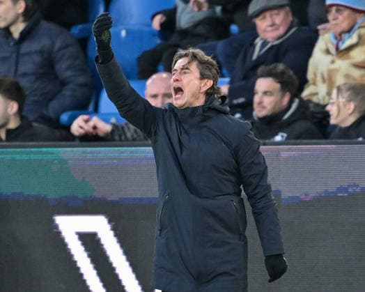 24th January 2026; Turf Moor, Burnley, Lancashire, England; Premier League Football, Burnley versus Tottenham Hotspur; Manager of Tottenham Hotspur Thomas Frank shows emotion  LeexDurkin Content restricted for UK based newspaper