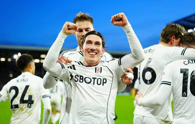 Harry Wilson of Fulham celebrates scoring a goal after making it 2-1 Fulham v Brighton and Hove Albion, Premier League, Football, Craven Cottage, London, UK - 24 Jan 2026London Craven Cottage United Kingdom EDITORIAL USE ONLY No use with unauthorised audio, video, data, fixture lists, club league logos or live services. Online in-match use limited to 120 images, no video emulation. No use in betting, games or single club league player publications.  Copyright: xJavierxGarcia Shutterstockx 16425974bx