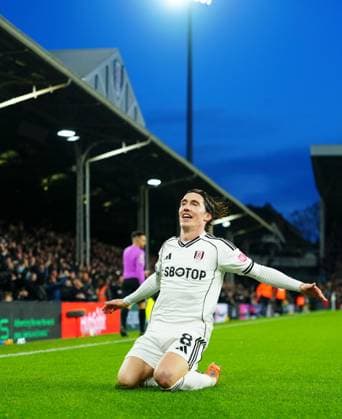 Harry Wilson of Fulham celebrates scoring a goal after making it 2-1 Fulham v Brighton and Hove Albion, Premier League, Football, Craven Cottage, London, UK - 24 Jan 2026London Craven Cottage United Kingdom EDITORIAL USE ONLY No use with unauthorised audio, video, data, fixture lists, club league logos or live services. Online in-match use limited to 120 images, no video emulation. No use in betting, games or single club league player publications.  Copyright: xJavierxGarcia Shutterstockx 16425974bw