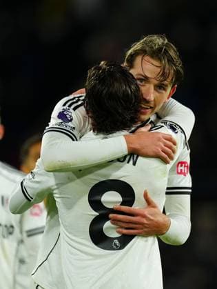 Sander Berge of Fulham celebrates with Harry Wilson at full time Fulham v Brighton and Hove Albion, Premier League, Football, Craven Cottage, London, UK - 24 Jan 2026London Craven Cottage United Kingdom EDITORIAL USE ONLY No use with unauthorised audio, video, data, fixture lists, club league logos or live services. Online in-match use limited to 120 images, no video emulation. No use in betting, games or single club league player publications.  Copyright: xJavierxGarcia Shutterstockx 16425974ca