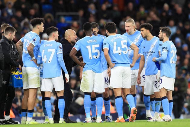 24th January 2026; Etihad Stadium, Manchester, Lancashire, England; Premier League Football, Manchester City versus Wolverhampton Wanderers; Manchester City manager Pep Guardiola issues instructions to his players  DavidxBlunsden Content restricted for UK based newspaper