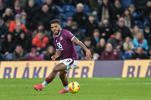 24th January 2026; Turf Moor, Burnley, Lancashire, England; Premier League Football, Burnley versus Tottenham Hotspur; Lyle Foster of Burnley controls the ball  LeexDurkin Content restricted for UK based newspaper