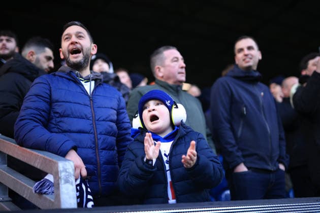 Football - Premier League - Burnley v Tottenham Hotspur 24th January 2026 - Premier League - Burnley v Tottenham Hotspur - A young Tottenham Hotspur fan wearing ear defenders cheers his side on - Photo: Simon Stacpoole Offside. Burnley UK Copyright: xSimonxStacpoolexOffside