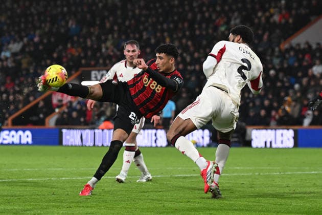 Bournemouth v Liverpool, Premier League James Hill (23) of AFC Bournemouth shoots at goal and misses the target during the Premier League match between Bournemouth and Liverpool at the Vitality Stadium, Bournemouth, UK on 24 January 2026. Bournemouth Vitality Stadium Dorset UK Editorial use only DataCo restrictions apply See www.football-dataco.com , Copyright: xGrahamxHuntx PSI-23639-0039