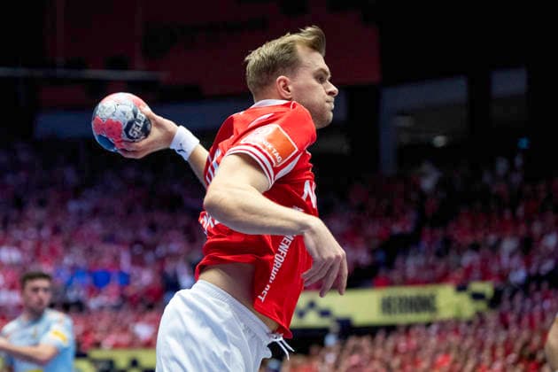 European Men s Handball Championship: Denmark - Spain Denmark s Johan Hansen in action during the men s handball match between Denmark and Spain in EHF Euro 2026 group B at Jyske Bank Boxen in Herning, Saturday, January 24, 2026. (Photo: Bo Amstrup Ritzau Scanpix) , Herning Denmark Mors Copyright: BoxAmrstrupx xRitzauxScanpix BoxAmstrupx spdk20260124-185128-L