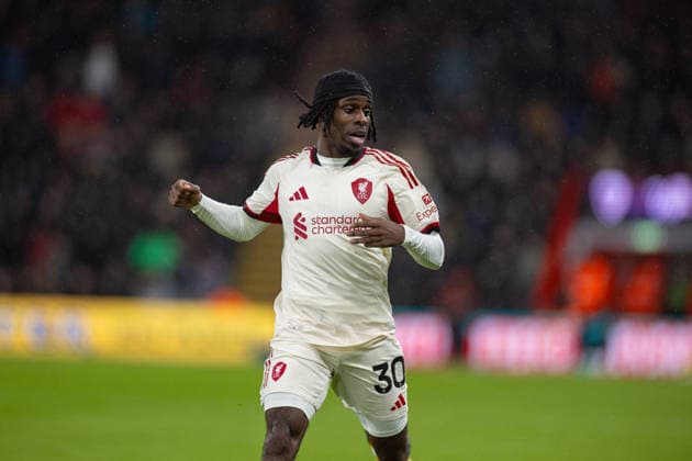 Football - FA Premier League - Bournemouth AFC v Liverpool FC BOURNEMOUTH, ENGLAND - Saturday, January 24, 2026: Liverpool s Jeremie Frimpong during the FA Premier League match between Bournemouth AFC and Liverpool FC at Dean Court. (Photo by David Rawcliffe Propaganda) BOURNEMOUTH Dean Court DORSET ENGLAND  Copyright: xDavidxRawcliffex P2026-01-24-Bournemouth_Liverpool-87