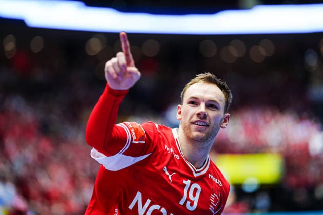 Torjubel Mathias Gidsel (Daenemark, 19) DEN, Spanien vs. Daenemark, Handball, EHF Europameisterschaft 2026, Hauptrunde, Spieltag 2, 24.01.2026 DEN, Spanien vs. Daenemark, Handball, EHF Europameisterschaft 2026, Hauptrunde, Spieltag 2, 24.01.2026 Herning Copyright: xEibner-Pressefoto MarcelxvonxFehrnx EP_MFN