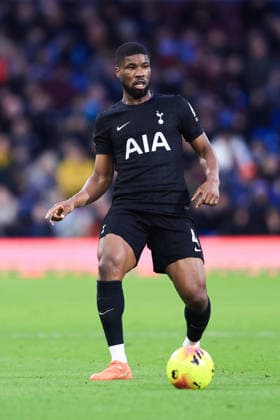 Burnley, England, 24th January 2026. Kevin Danso of Tottenham Hotspur runs with the ball during the Burnley vs Tottenham Hotspur Premier League match at Turf Moor, Burnley. Picture credit should read: Jessica Hornby Sportimage EDITORIAL USE ONLY. No use with unauthorised audio, video, data, fixture lists, club league logos or live services. Online in-match use limited to 120 images, no video emulation. No use in betting, games or single club league player publications. SPI_084_JH_BURNLEY_TOTTENHAM SPI-4474-0083