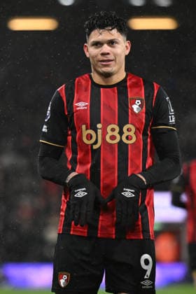 Bournemouth v Liverpool Premier League Evanilson of Bournemouth celebrates scoring his side s first goal during the Premier League match at the Vitality Stadium, Bournemouth 24 01 2026 UK Newspapers OUT Copyright: xJeremyxLandeyx FIL-22861-0037
