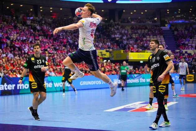 Handball European Championship 2026 Germany Norway Herning, Denmark 20260124 Tobias Grondahl during the European Championship handball match between Germany and Norway in the Boxen arena in Herning Photo Stian Lysberg Solum NTB Herning Denmark EDITORIAL USE ONLY RESTRICTED USE FOR BETTING COMPANIES  Copyright: xStianxLysbergxSolumx xNTBx
