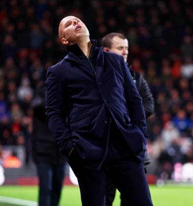Liverpool Manager Arne Slot reacts. AFC Bournemouth v Liverpool, Premier League, Football, Vitality Stadium, Bournemouth, UK - 24 Jan 2026Bournemouth Vitality Stadium United Kingdom EDITORIAL USE ONLY No use with unauthorised audio, video, data, fixture lists, club league logos or live services. Online in-match use limited to 120 images, no video emulation. No use in betting, games or single club league player publications. Copyright: xJamesxMarsh Shutterstockx 16426007da