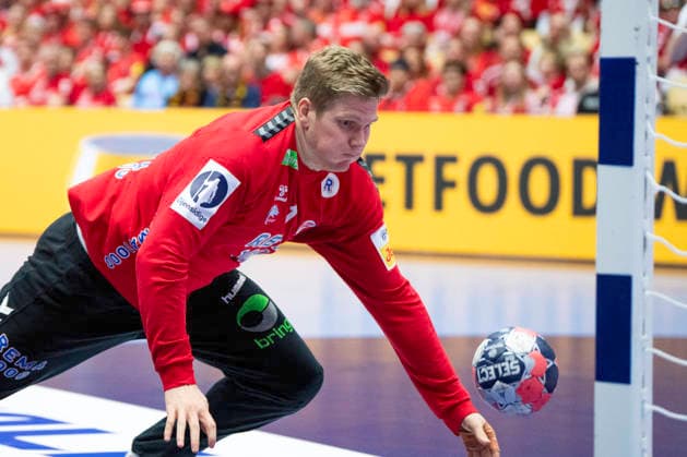 European Men s Handball Championship: Germany - Norway Norway s goalkeeper Robin Haug makes a save during the men s handball match between Germany and Norway in EHF Euro 2026 Group B at Jyske Bank Boxen in Herning, Saturday, January 24, 2026. (Photo: Bo Amstrup Ritzau Scanpix) , Herning Denmark Mors Copyright: BoxAmrstrupx xRitzauxScanpix BoxAmstrupx spdk20260124-211513-L