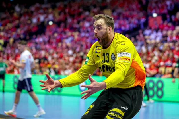 24.01.2026, Handball, Men s EHF EURO 2026, Deutschland - Norwegen, Jyske Bank Boxen in Herning, Dänemark, Main Round: Andreas Wolff (Germany 33) gestikulierend auf dem Spielfeld Dänemark *** 24 01 2026, Handball, Men s EHF EURO 2026, Germany Norway, Jyske Bank Boxen in Herning, Denmark, Main Round Andreas Wolff Germany 33 gesticulating on the pitch Denmark
