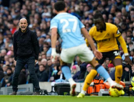 Manchester, England, 24th January 2026. Pep Guardiola coach of Manchester City during the Manchester City vs Wolverhampton Wanderers Premier League match at the Etihad Stadium, Manchester. Picture credit should read: Andrew Yates Sportimage EDITORIAL USE ONLY. No use with unauthorised audio, video, data, fixture lists, club league logos or live services. Online in-match use limited to 120 images, no video emulation. No use in betting, games or single club league player publications. SPI_081_AY_MAN_CITY_WOLVES SPI-4473-0081