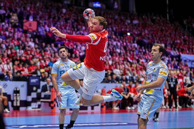 43Pytlick, Simon In action Match between SPAIN VS DENMARK valid for Men s EHF EURO 2026 at Jyske Bank Boxen in Herning on 24 January 2026. Herning Jyske Bank Boxen Herning Denmark Copyright: xIMAGOx xPRIMExSPORTSxIMAGESx xANGELOxMOREIRAx