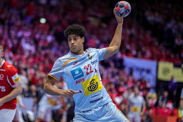 22Fis, Marcos in action Match between SPAIN VS DENMARK valid for Men s EHF EURO 2026 at Jyske Bank Boxen in Herning on 24 January 2026. Herning Jyske Bank Boxen Herning Denmark Copyright: xIMAGOx xPRIMExSPORTSxIMAGESx xANGELOxMOREIRAx