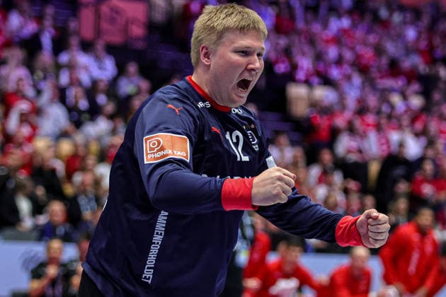 112Nielsen, Emil in action Match between SPAIN VS DENMARK valid for Men s EHF EURO 2026 at Jyske Bank Boxen in Herning on 24 January 2026. Herning Jyske Bank Boxen Herning Denmark Copyright: xIMAGOx xPRIMExSPORTSxIMAGESx xANGELOxMOREIRAx