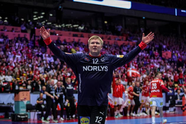 12Nielsen, Emil in action Match between SPAIN VS DENMARK valid for Men s EHF EURO 2026 at Jyske Bank Boxen in Herning on 24 January 2026. Herning Jyske Bank Boxen Herning Denmark Copyright: xIMAGOx xPRIMExSPORTSxIMAGESx xANGELOxMOREIRAx