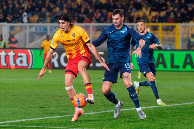 Omri Gandelman of US Lecce in action against Alessio Romagnoli of SS Lazio during US Lecce vs SS Lazio, Italian soccer Serie A match in Lecce, Italy, January 24 2026  Copyright: xEmmanuelexMastrodonato IPAxSportx xipa-agency.netx xx IPA_70515817 IPA_Agency_IPA70515817
