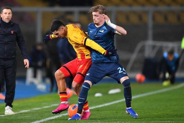 Lecce s right back Danilo Veiga (17 US Lecce) and Lazio s Central Midfielder Kenneth Taylor (24 SS Lazio) in action during the Serie A Enilive soccer matchday 22 between US Lecce and SS Lazio at the Via del Mare Stadium in Lecce, Italy, Saturday, January 24, 2026. (Credit Image: Giovanni Evangelista LaPresse)  Copyright: xGiovannixEvangelista LaPressex