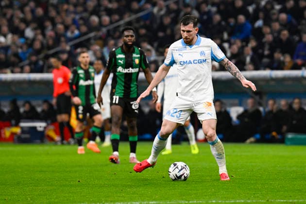 FOOTBALL : Olympique de Marseille VS RC Lens - Ligue 1 McDonald s - 24 01 2026 Pierre-Emile Hojbjerg (OM) - Ligue 1 McDonald s match between Olympique de Marseille and Racing Club de Lens on January 24, 2026 at the Orange Velodrome Stadium in Marseille. MarseilleFrance  Copyright: xWilliamxCannarellax