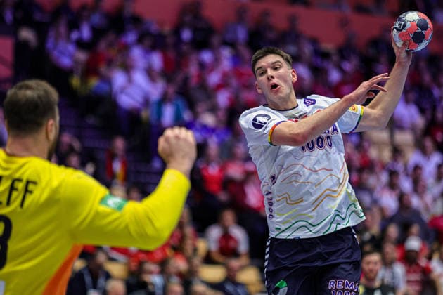 35Anderson, Patrick in action Match between NORWAY VS GERMANY valid for Men s EHF EURO 2026 at Jyske Bank Boxen in Herning on 24 January 2026. Herning Jyske Bank Boxen Herning Denmark Copyright: xIMAGOx xPRIMExSPORTSxIMAGESx xANGELOxMOREIRAx