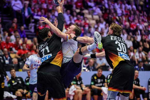 22Grondahl, Tobias in action Match between NORWAY VS GERMANY valid for Men s EHF EURO 2026 at Jyske Bank Boxen in Herning on 24 January 2026. Herning Jyske Bank Boxen Herning Denmark Copyright: xIMAGOx xPRIMExSPORTSxIMAGESx xANGELOxMOREIRAx