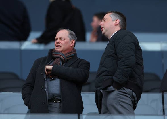24th January 2026; Craven Cottage, Fulham, London, England; Premier League Football, Fulham versus Brighton and Hove Albion; Brighton and Hove Albion Chief Financial and Administration Officer Lee Cooper alongside Brighton and Hove Albion Chief Operating Officer Paul Mullen in the stands  JohnxPatrickxFletcher Content restricted for UK based newspaper