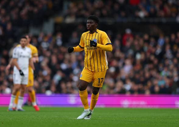 24th January 2026; Craven Cottage, Fulham, London, England; Premier League Football, Fulham versus Brighton and Hove Albion; Carlos Baleba of Brighton &amp; Hove Albion  JohnxPatrickxFletcher Content restricted for UK based newspaper
