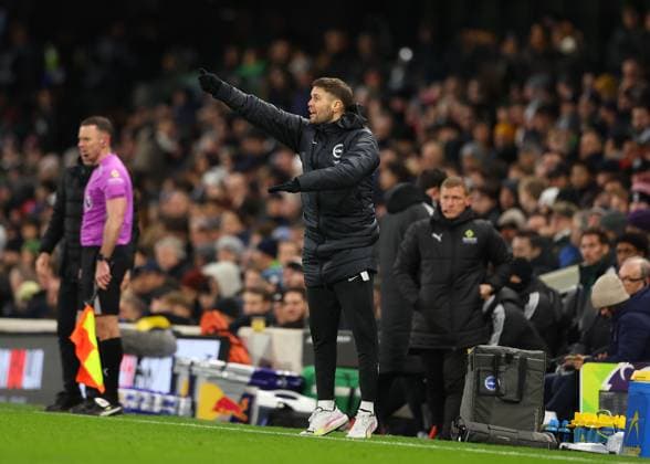 24th January 2026; Craven Cottage, Fulham, London, England; Premier League Football, Fulham versus Brighton and Hove Albion; Brighton &amp; Hove Albion manager Fabian Hurzeler on the touchline  JohnxPatrickxFletcher Content restricted for UK based newspaper