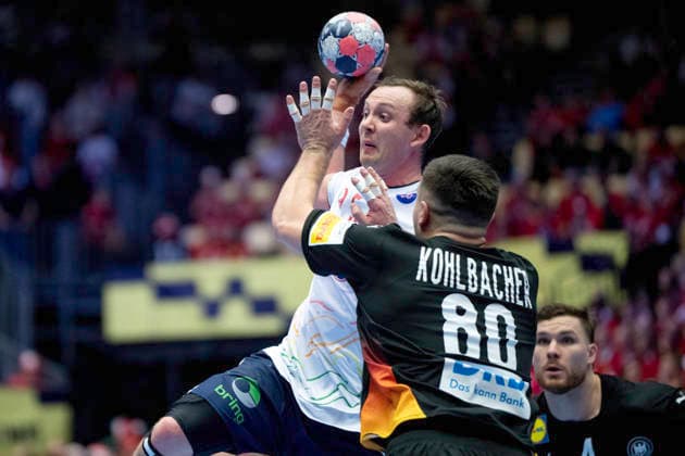 EM Men s Handball: Germany - Norway Norway s Sander Sagosen in action with Germany s Jannik Kohlbacher during the men s handball match between Germany and Norway in EHF Euro 2026 Group B at Jyske Bank Boxen in Herning, Saturday, January 24, 2026. (Photo: Bo Amstrup Ritzau Scanpix) , Herning Denmark Mors Copyright: BoxAmrstrupx xRitzauxScanpix BoxAmstrupx spdk20260124-223104-L