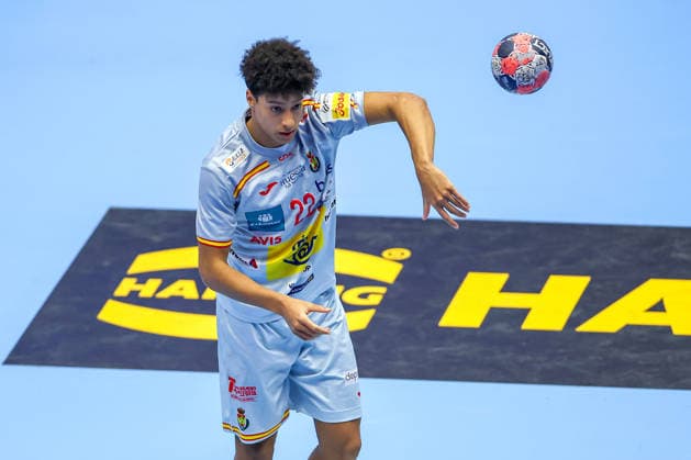 24.01.2026, Handball, Men s EHF EURO 2026, Dänemark -Spanien, Jyske Bank Boxen in Herning, Dänemark, Main Round: Marcos Fis Ballester (Espania 22) Dänemark