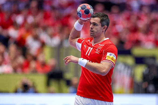 24.01.2026, Handball, Men s EHF EURO 2026, Dänemark -Spanien, Jyske Bank Boxen in Herning, Dänemark, Main Round: Rasmus Lauge Schmidt (Denmark 11) Dänemark