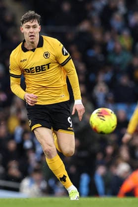 Manchester City v Wolverhampton Wanderers, Premier League Jorgen Strand Larsen of Wolverhampton Wanderers during the Manchester City v Wolverhampton Wanderers Premier League match at the Etihad Stadium, Manchester, England on 24 January 2026 Credit: Ryan Crockett Every Second Media Editorial use only. All images are copyright Every Second Media Limited. No images may be reproduced without prior permission. All rights reserved. Premier League and Football League images are subject to licensing agreements with Football DataCo Limited. see https: www.football-dataco.com Copyright: xIMAGO EveryxSecondxMediax ESM-1769-0225 RyanxCrockettx xEveryxSecondxMediax