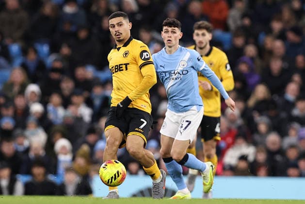 Manchester City v Wolverhampton Wanderers, Premier League Andre of Wolverhampton Wanderers plays the ball during the Manchester City v Wolverhampton Wanderers Premier League match at the Etihad Stadium, Manchester, England on 24 January 2026 Credit: Ryan Crockett Every Second Media Editorial use only. All images are copyright Every Second Media Limited. No images may be reproduced without prior permission. All rights reserved. Premier League and Football League images are subject to licensing agreements with Football DataCo Limited. see https: www.football-dataco.com Copyright: xIMAGO EveryxSecondxMediax ESM-1769-0256 RyanxCrockettx xEveryxSecondxMediax