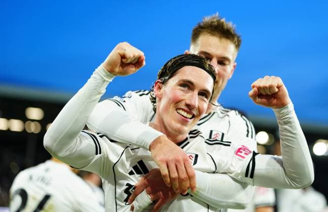 Harry Wilson of Fulham celebrates scoring a goal after making it 2-1 Fulham v Brighton and Hove Albion, Premier League, Football, Craven Cottage, London, UK - 24 Jan 2026London Craven Cottage United Kingdom EDITORIAL USE ONLY No use with unauthorised audio, video, data, fixture lists, club league logos or live services. Online in-match use limited to 120 images, no video emulation. No use in betting, games or single club league player publications. Copyright: xJavierxGarcia Shutterstockx 16425974dp