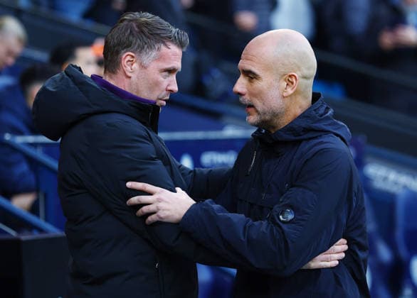 Manchester City manager Pep Guardiola with counterpart Rob Edwards of Wolverhampton Wanderers ahead of the match Manchester City v Wolverhampton Wanderers, Premier League, Football, Etihad Stadium, Manchester, UK - 24 Jan 2026Manchester Etihad Stadium United Kingdom EDITORIAL USE ONLY No use with unauthorised audio, video, data, fixture lists, club league logos or live services. Online in-match use limited to 120 images, no video emulation. No use in betting, games or single club league player publications.  Copyright: xMattxWest Shutterstockx 16425986cz
