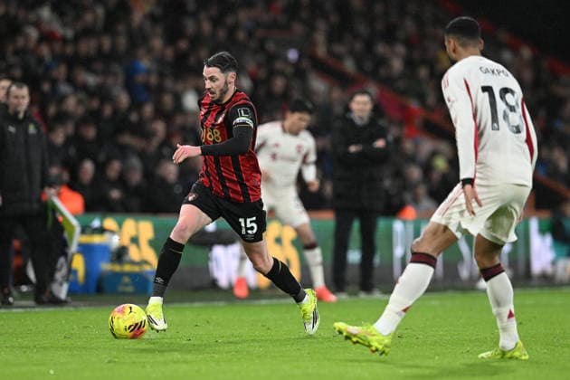 Bournemouth v Liverpool, Premier League Adam Smith (15) of AFC Bournemouth on the attack during the Premier League match between Bournemouth and Liverpool at the Vitality Stadium, Bournemouth, UK on 24 January 2026. Bournemouth Vitality Stadium Dorset UK Editorial use only DataCo restrictions apply See www.football-dataco.com , Copyright: xGrahamxHuntx PSI-23639-0314