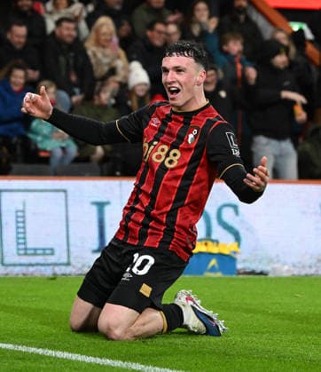 Bournemouth v Liverpool, Premier League Goal 2-0 - Alex Jimenez (20) of AFC Bournemouth celebrates scoring the second goal during the Premier League match between Bournemouth and Liverpool at the Vitality Stadium, Bournemouth, UK on 24 January 2026. Bournemouth Vitality Stadium Dorset UK Editorial use only DataCo restrictions apply See www.football-dataco.com , Copyright: xGrahamxHuntx PSI-23639-0324