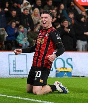Bournemouth v Liverpool, Premier League Goal 2-0 - Alex Jimenez (20) of AFC Bournemouth celebrates scoring the second goal during the Premier League match between Bournemouth and Liverpool at the Vitality Stadium, Bournemouth, UK on 24 January 2026. Bournemouth Vitality Stadium Dorset UK Editorial use only DataCo restrictions apply See www.football-dataco.com , Copyright: xGrahamxHuntx PSI-23639-0325