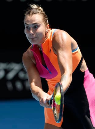 TENNIS AUSTRALIAN OPEN, Aryna Sabalenka of Belarus in action during the Women™s 4th round match against Victoria Mboko of Canada on day 8 of the 2026 Australian Open tennis tournament at Melbourne Park in Melbourne, Sunday, January 25, 2026. ( NO ARCHIVING MELBOURNE VICTORIA AUSTRALIA  Copyright: xROBxPREZIOSOx 20260125140550760311
